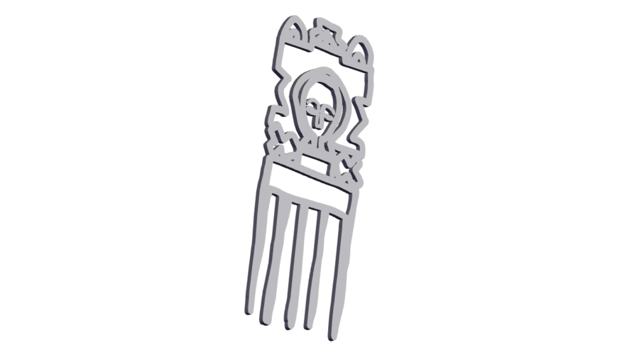 African Mask Hair Comb 3D Print 404868