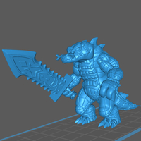 Small GATOR-MAN - CROCODILE-MAN MONSTER (with Sword) 3D Printing 405547