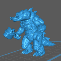 Small GATOR-MAN - CROCODILE-MAN MONSTER (with Hammer) 3D Printing 405548