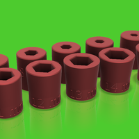 Small Socket Set Metric 1/4inch drive 3-15mm  3D Printing 40574
