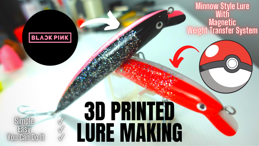 3D Printed Minnow lure with magnetic weight transfer system