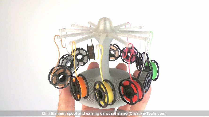 Mini filament spool and earring carousel stand 3D Print 41030