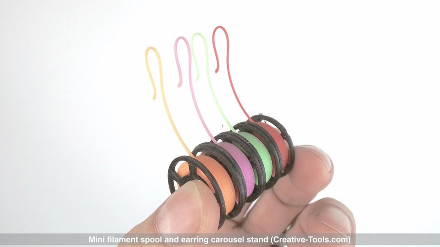 Mini filament spool and earring carousel stand 3D Print 41032