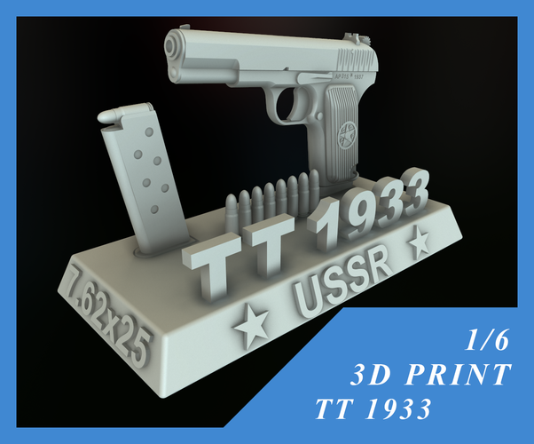PISTOL USSR TT-33 TULSKIY TOKAREV 1/6 12 INCH 3D Print 411010