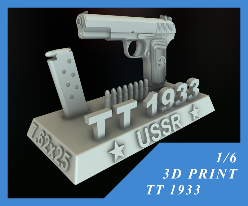 PISTOL USSR TT-33 TULSKIY TOKAREV 1/6 12 INCH
