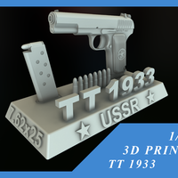 Small PISTOL USSR TT-33 TULSKIY TOKAREV 1/6 12 INCH 3D Printing 411010