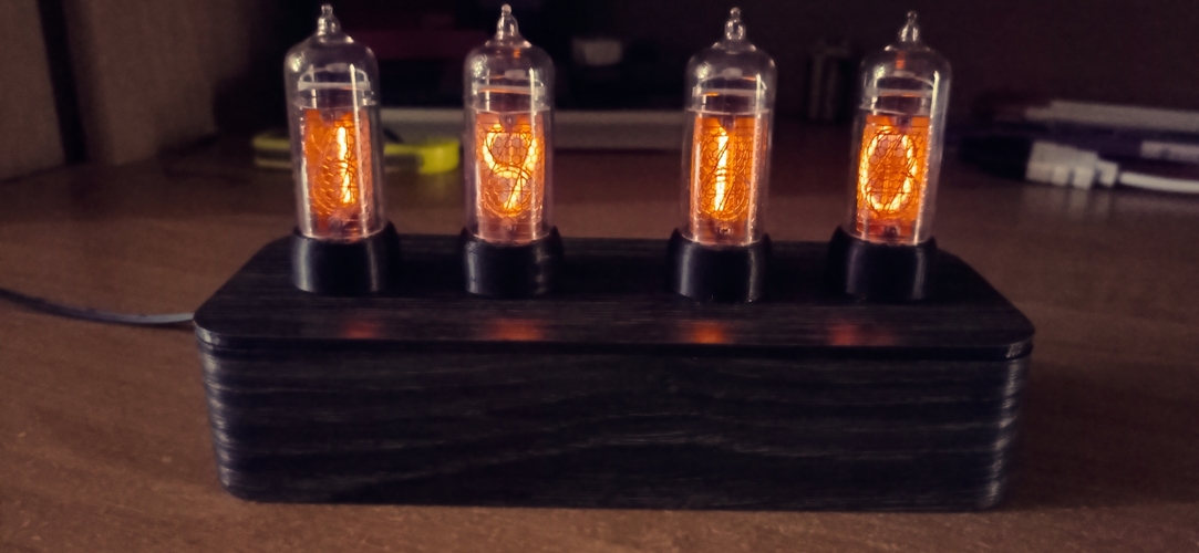 Nixie clock housing with support of IN-14 tubes