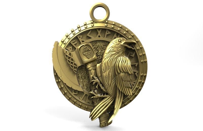 Viking crow pendant 2