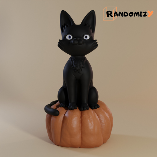 Black Cat on a Pumpkin 3D Print 413400