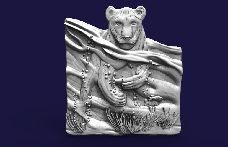 ​lioness swimming lion CNC 3D Print 414827