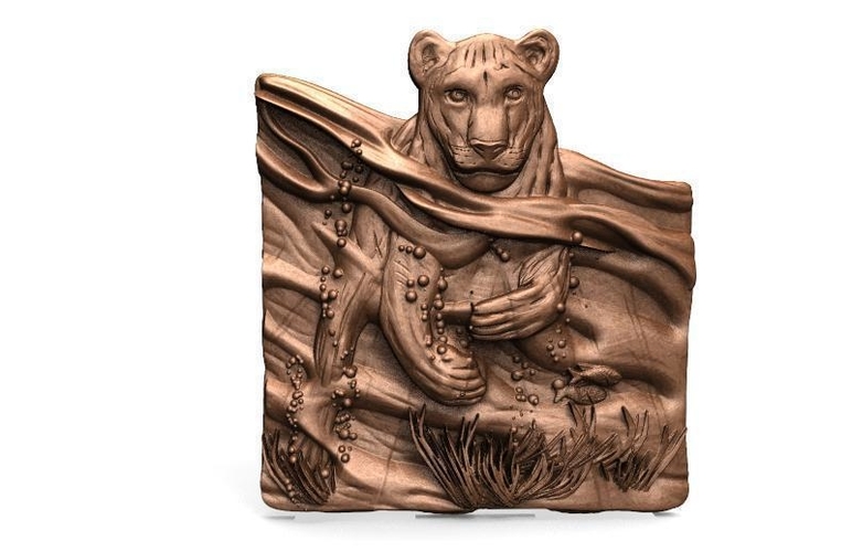 ​lioness swimming lion CNC 3D Print 414829