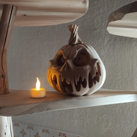 Halloween pumpkin candle holder 3D print model - Thumbnail 4