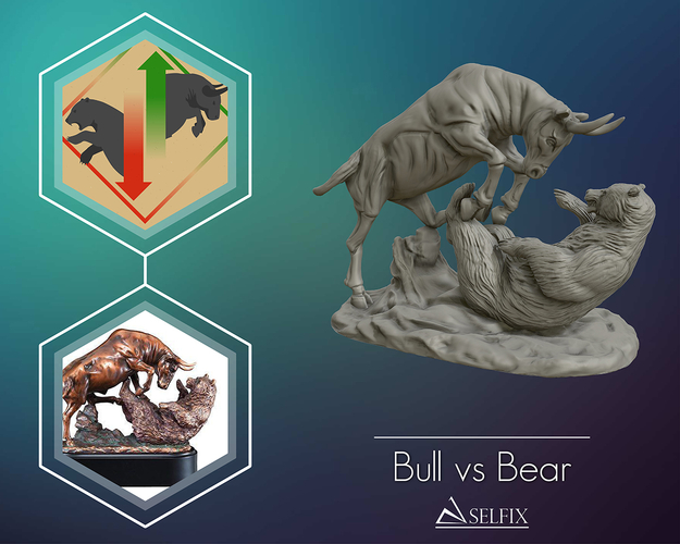 Bull vs Bear sculpture