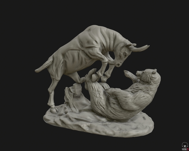 Bull vs Bear sculpture 3D Print 415274