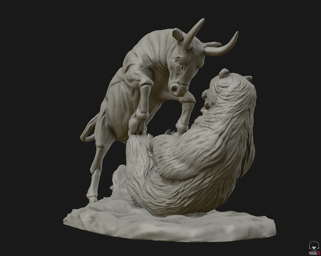 Bull vs Bear sculpture 3D Print 415275
