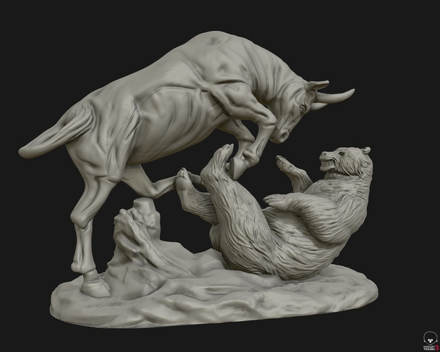 Bull vs Bear sculpture 3D Print 415276