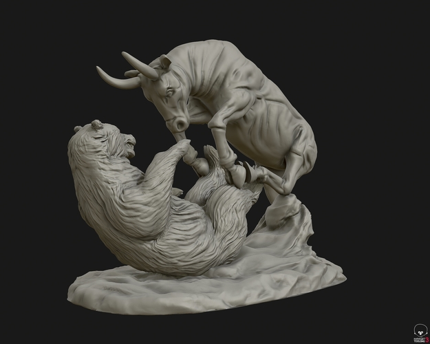 Bull vs Bear sculpture 3D Print 415278
