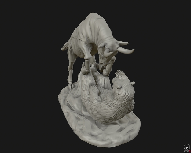 Bull vs Bear sculpture 3D Print 415279
