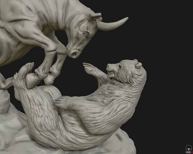 Bull vs Bear sculpture 3D Print 415280