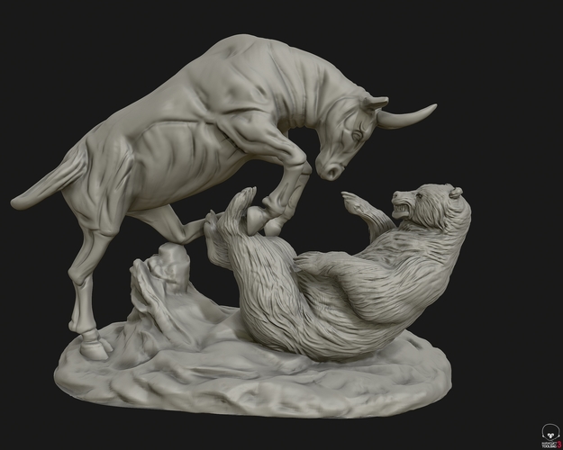 Bull vs Bear sculpture 3D Print 415281