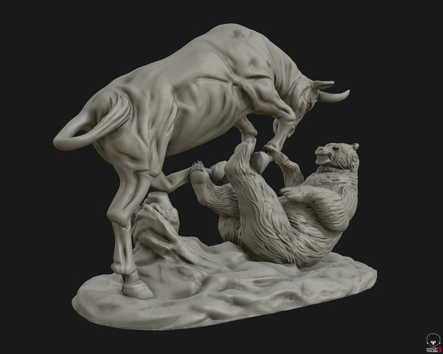 Bull vs Bear sculpture 3D Print 415282