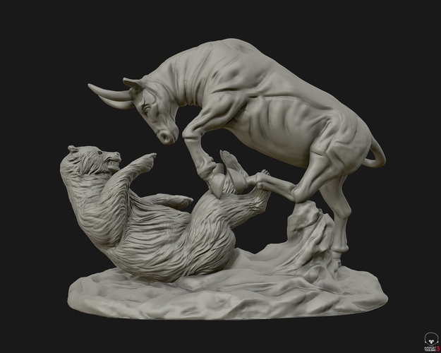 Bull vs Bear sculpture 3D Print 415284