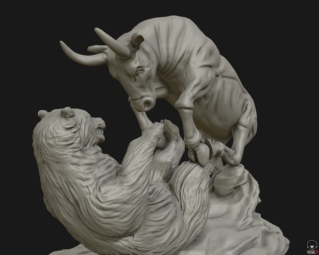 Bull vs Bear sculpture 3D Print 415285