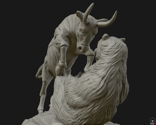 Bull vs Bear sculpture 3D Print 415286