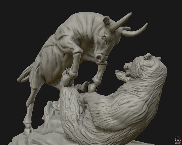 Bull vs Bear sculpture 3D Print 415287