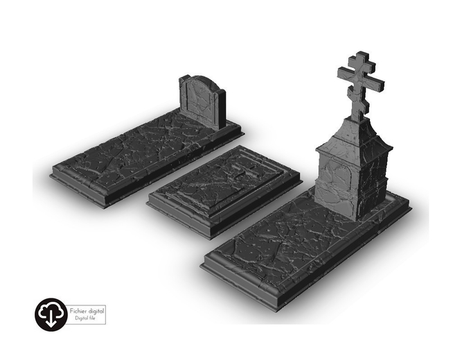 Set of 3 graves 3D Print 416062