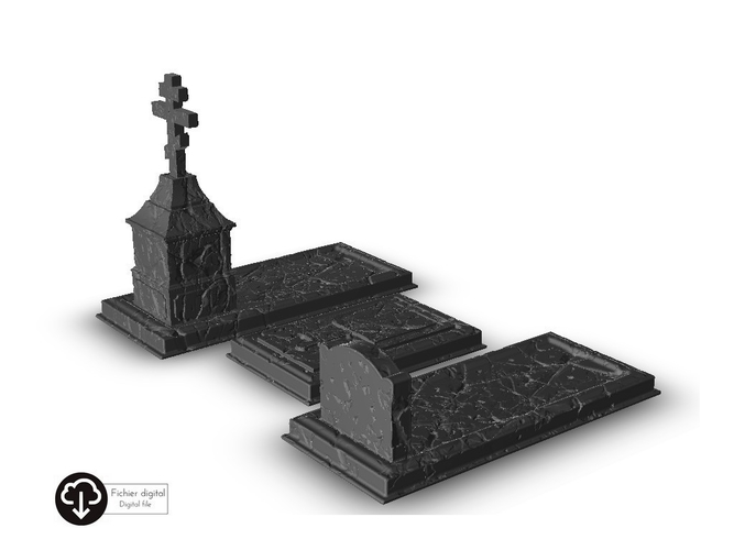 Set of 3 graves 3D Print 416063