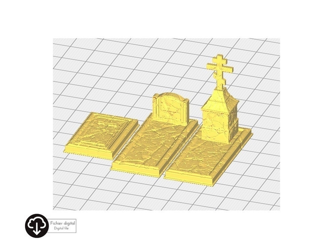 Set of 3 graves 3D Print 416067