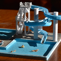 Small Water slide with staircase N 1/160 or HO 1/87 scale (toboggan) 3D Printing 416283