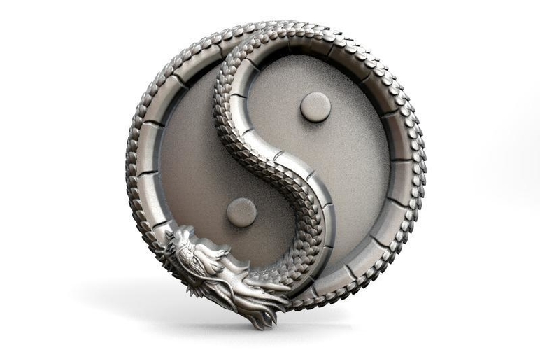 3D Printed Yin yang dragon pendant by Majs84 | Pinshape