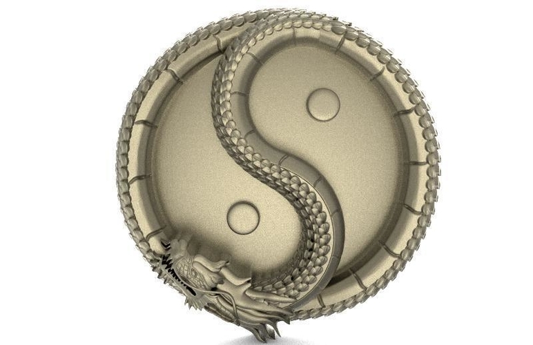 3D Printed Yin yang dragon pendant by Majs84 | Pinshape