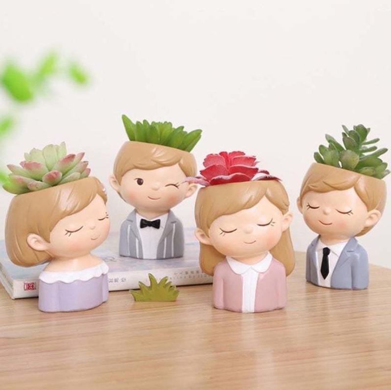 PACK 2 CUTE GIRLS AND BOYS PLANTERS
