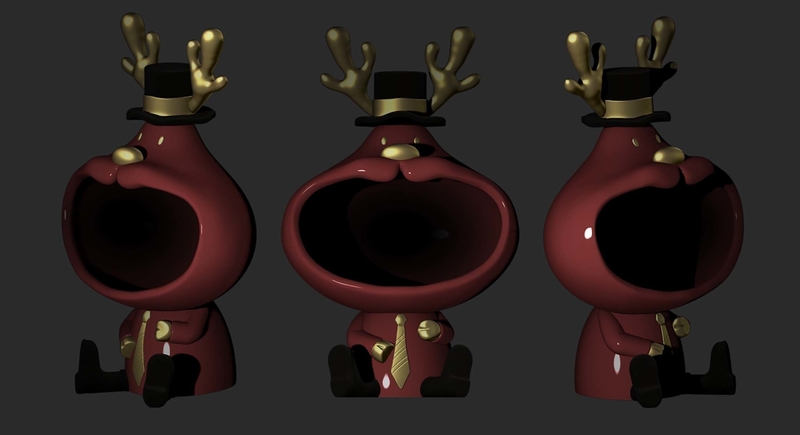 Home Decoration Cool Deer Figurine For Interior Big Mouth