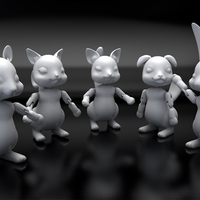 Small Baby Animal Figures  - Set of 5 3D Printing 4252