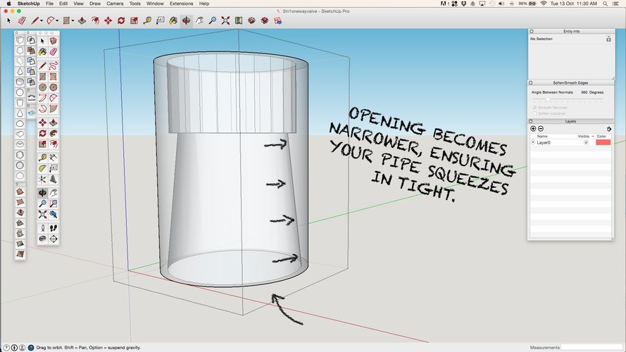 Simplistic 2-in-1 One Way Valve  3D Print 43083