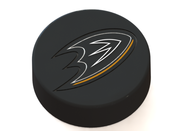 Anaheim Ducks logo on hockey puck