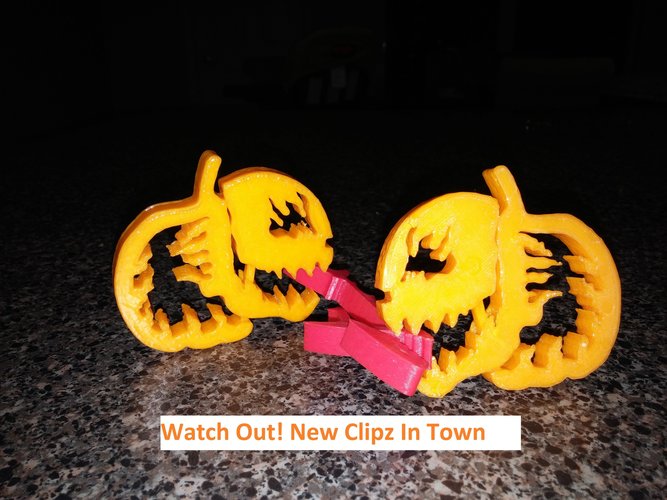 Pumpkin Jack o Lantern Clipz, Halloween Ready, Snack Ready 3D Print 44037