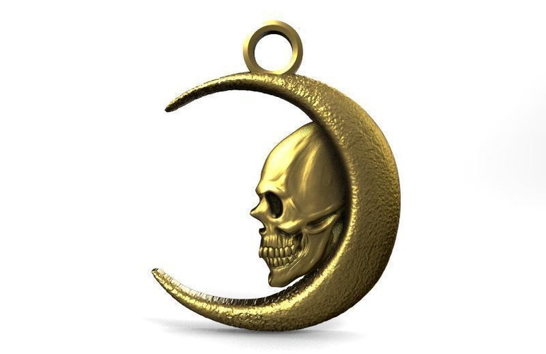 skull moon pendant 3D Print 442780