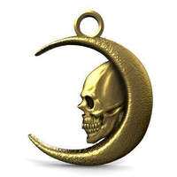 Small skull moon pendant 3D Printing 442780