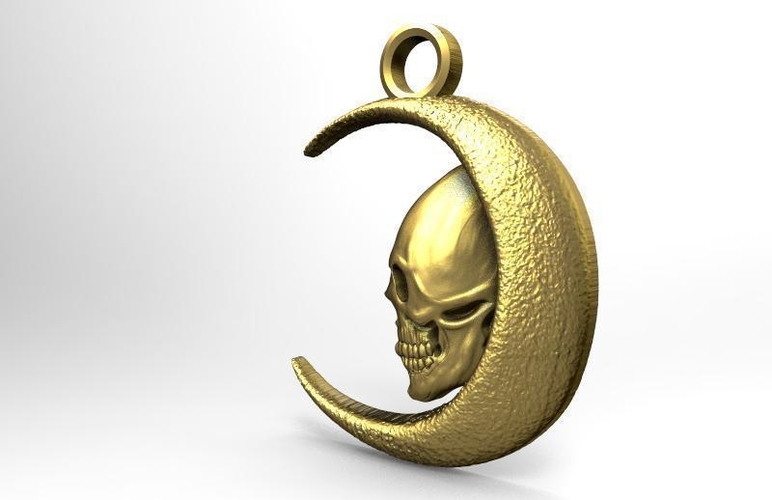 skull moon pendant 3D Print 442781