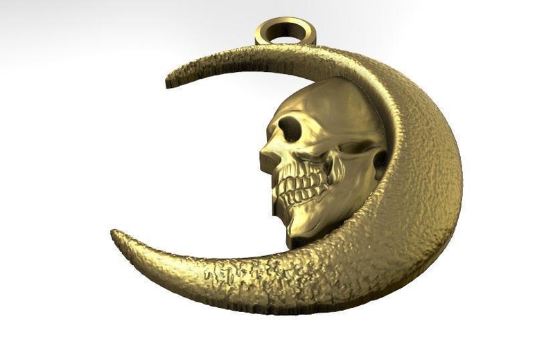 skull moon pendant 3D Print 442783