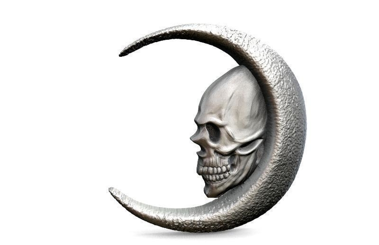 skull moon pendant 3D Print 442784