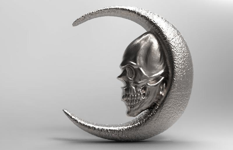 skull moon pendant 3D Print 442785