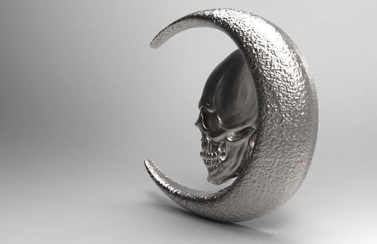 skull moon pendant 3D Print 442786