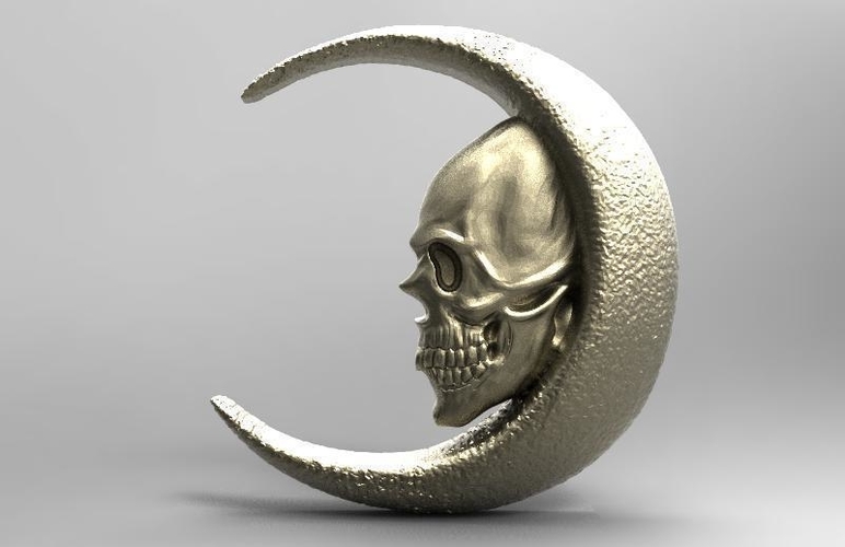 skull moon pendant 3D Print 442787
