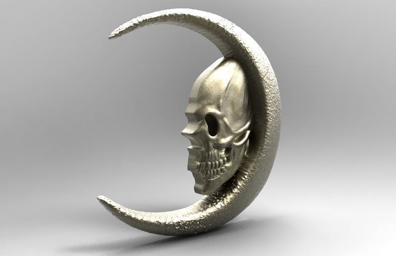 skull moon pendant 3D Print 442788